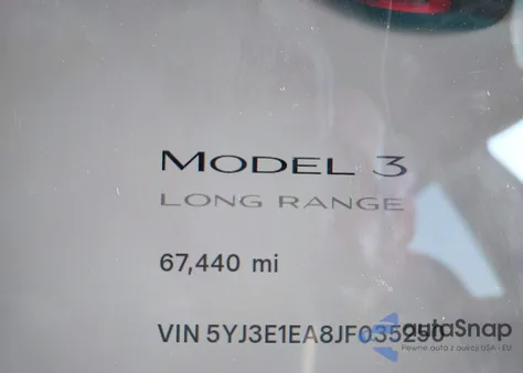 2018 Tesla Model 3 Long Range/Mid Range из США, поврежденный, VIN 5YJ3E1EA8JF035250